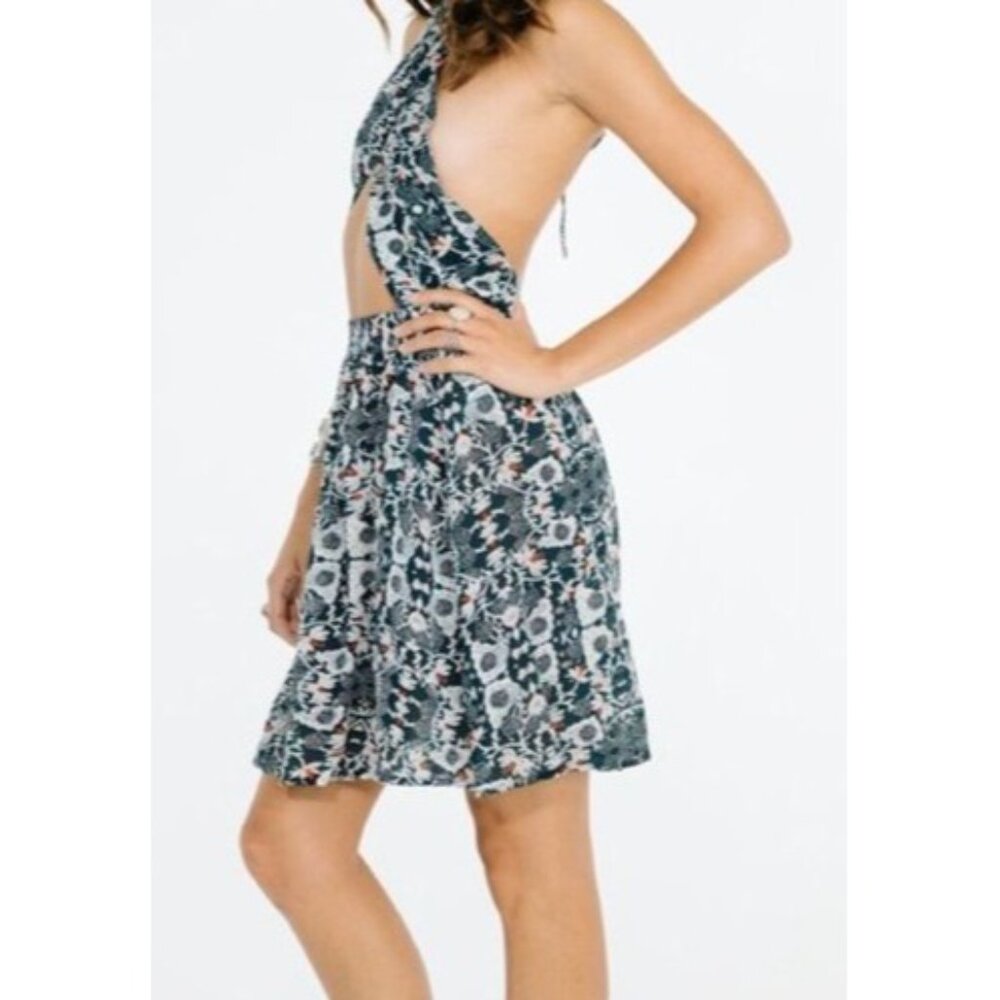 Raga Womens L Blue Cora Wrap Halter Dress - Picture 2 of 16